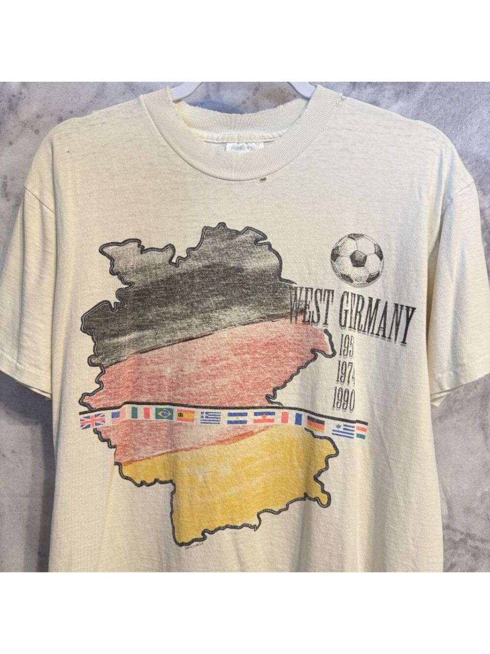 Vintage 90s West Germany World Cup Soccer T Shirt Single Stitch USA Size M